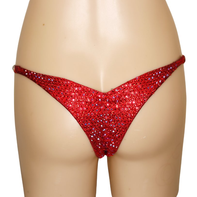Bikini for Fitness Competition – Red Crystal Embellished with Connectors