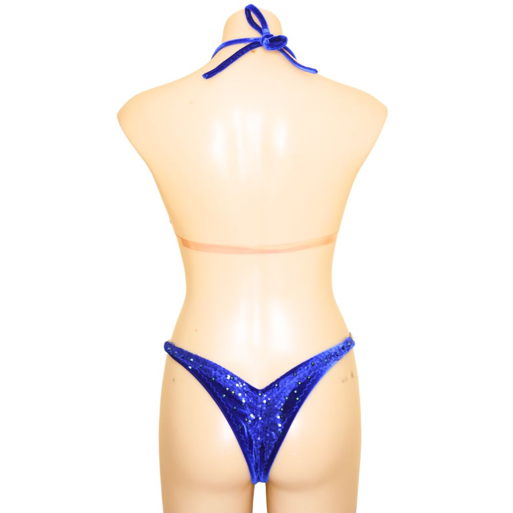 Royal Blue Velvet One-Piece – Pro Cut Competition Swimsuit for fitness Competitions