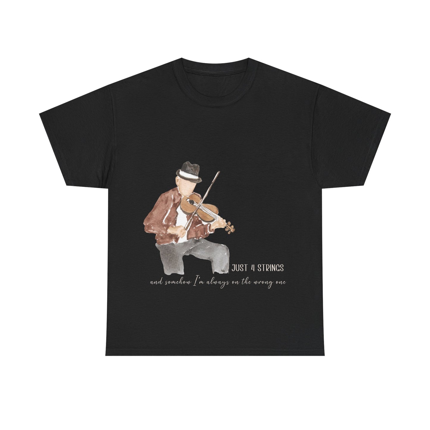 Just 4 Strings – Funny Violinist Watercolor Musician T-Shirt