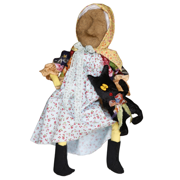 BABUSHKA WITH THE MISCHIEVOUS CAT | Handmade Art Doll