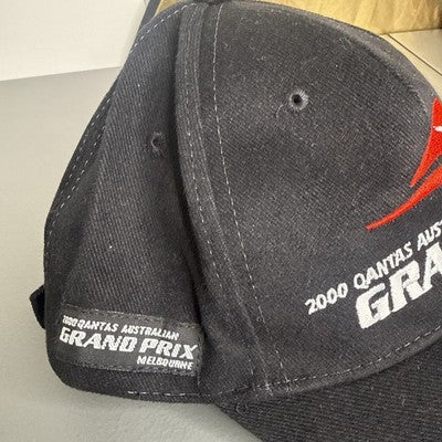 Multi-colored Qantas Australian Grand Prix Melbourne 2000 baseball cap, featuring classic racing design and branding.