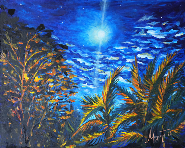 MOONLIGHT THROUGH PALMS | Original Acrylic Painting on Canvas