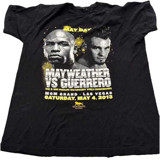 Green Floyd Mayweather vs Robert Guerrero T-shirt, medium size, from their May 4, 2013 match at MGM Grand.