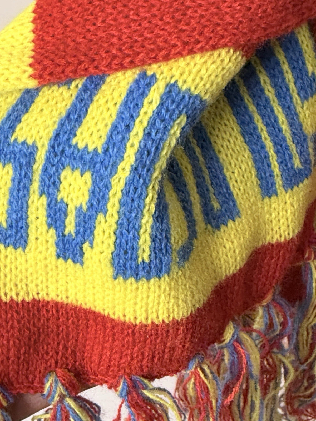 New Gold Coast Suns scarf in gold, made of acrylic by Avenel of Melbourne.