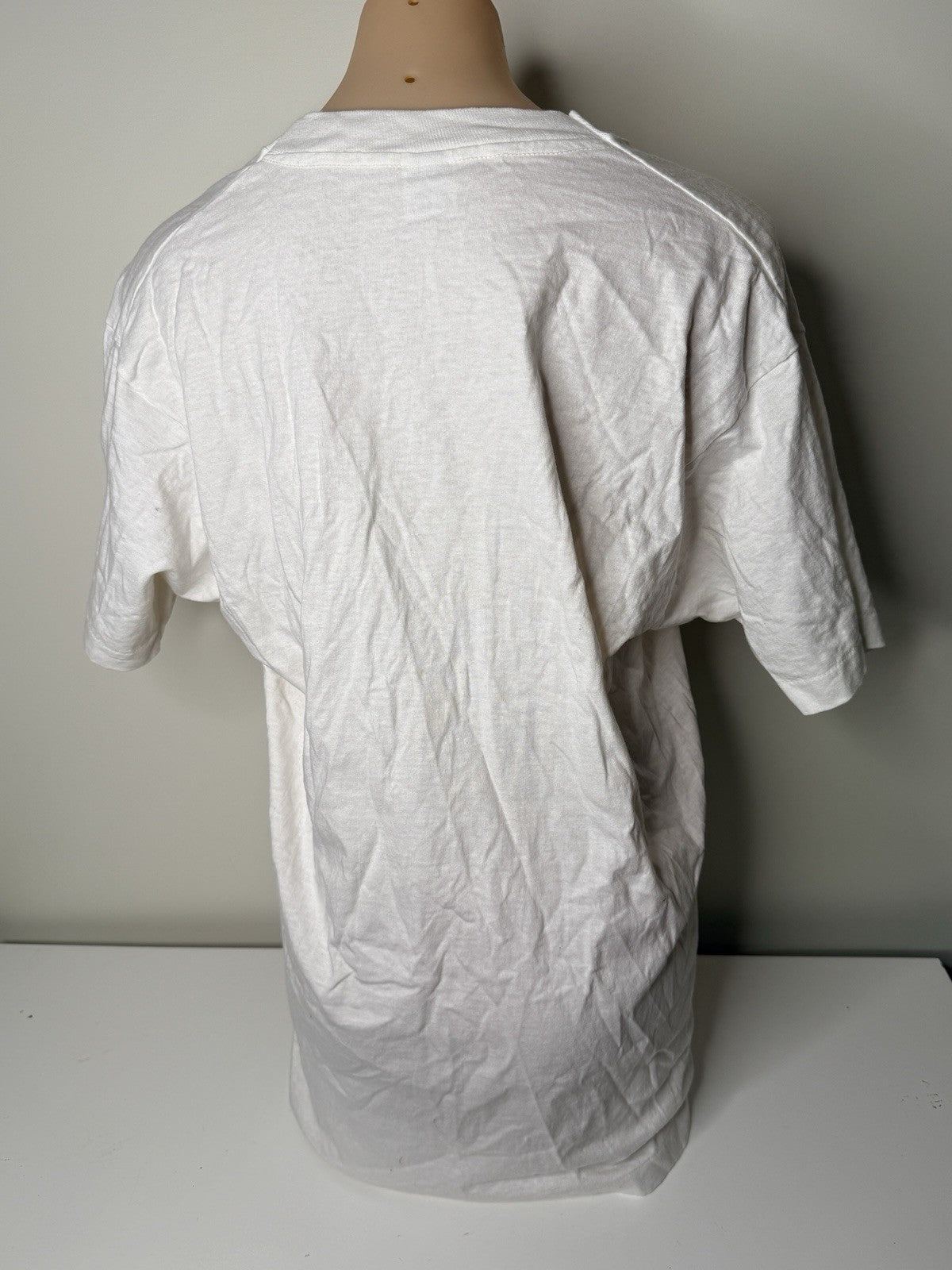 White vintage New York "I Want It All!" graphic T-shirt by Danny First, size XL, featuring a cartoon design and gold dollar signs.
